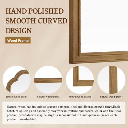 24" x 36" Natural Wood Mirror for Wall Mounted