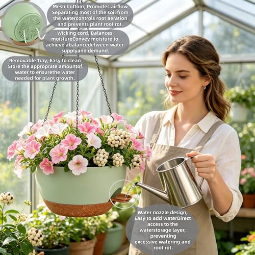 12" Self Watering Hanging Planters with Chains (2 Count)