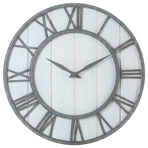 Oldtown Farmhouse Metal & Solid Wood Noiseless Wall Clock