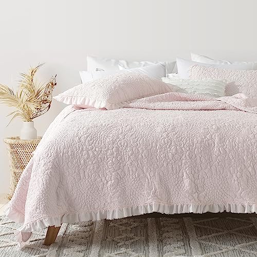 Pink Ruffled Quilt Queen Size