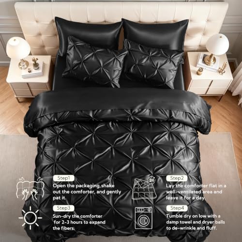 Satin Full Size Comforter Set Black