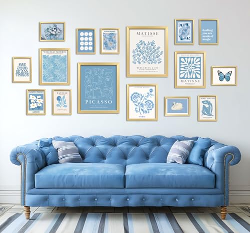 16 PCS Blue Wall Art Decor (16 Count)
