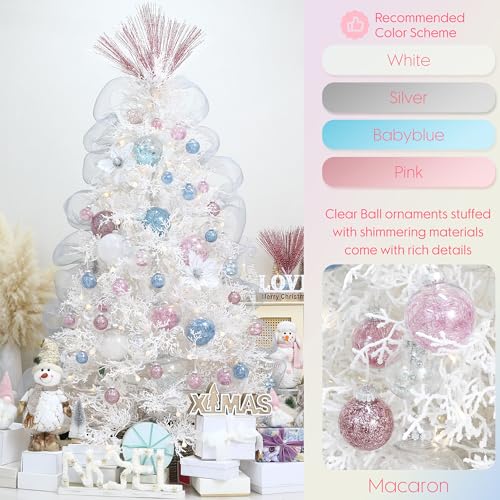 16 Pack Clear Christmas Ball Ornaments with Fillers (16 Count)