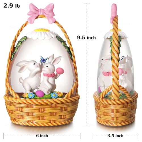 Easter Snow Globe Bunny Snow Globe Basket with Timer
