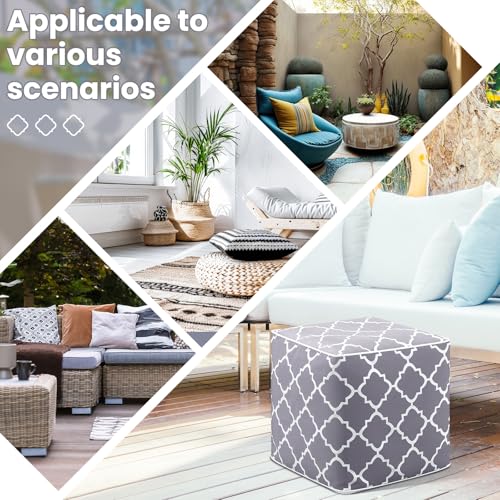 2 Pack Inflatable Outdoor Ottoman Pouf Waterproof Cube 16" Square Blow up Ottoman Footrest with Handle Outdoor Portable Footstool for Patio Garden Camping or Home Pool (2 Count)