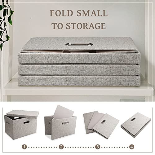 Medium 15" 21 Quart Collapsible Stackable Storage Bins with Lids (3 Count)