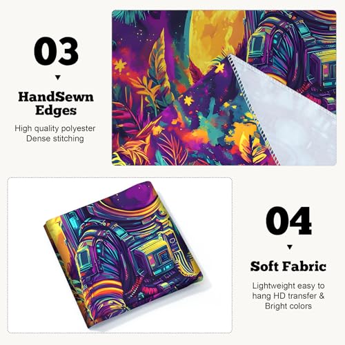 Blacklight Space Astronaut Tapestry UV Reactive Galaxy Planet Glow in Dark Tapestries Black Light Poster Neon Wall Hanging Art for bedroom Living Room
