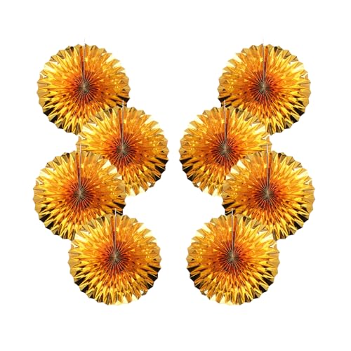 Golden Party Decorations Gold Hanging Decorations Round Paper Fans Set 12in (30 Count)
