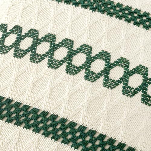Set of 2 Dark Green Boho Decorative Lumbar Pillow Covers 12x20 Inch (2 Count)