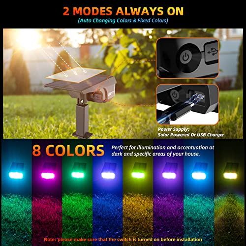 Color Solar Light Outdoor Waterproof Spotlights with 9 Light Modes (4 Count)