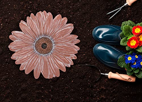 NAT & Jules Gerbera Daisy Flower Shaped Dimensional Indoor Outdoor 12 inch Cast Resin Decorative Garden Stepping Stone