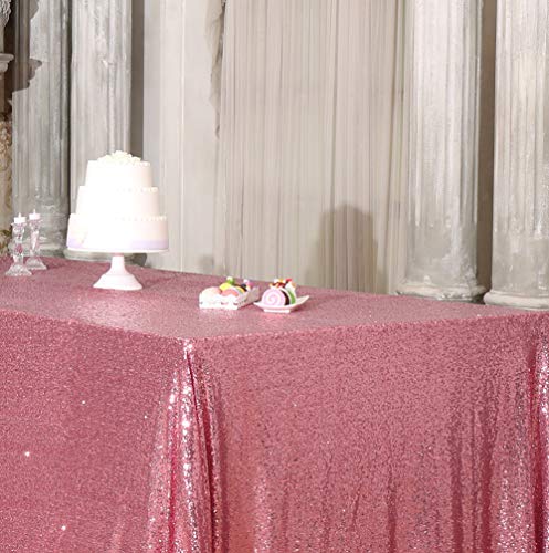 Sequin Tablecloth 50x72 Inch Fuchsia Pink for Wedding Party