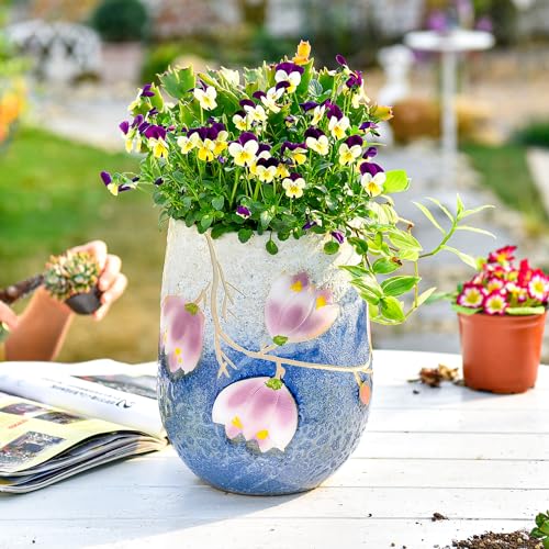 10.6 Inch Hand Painted Ceramic Succulent Plant Pot