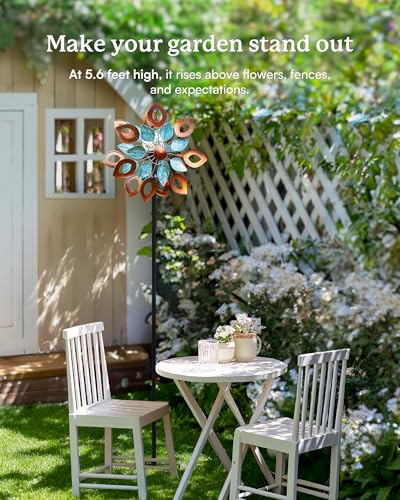 Copper Wind Spinners Outdoor 74 Inches with Solar LED Light