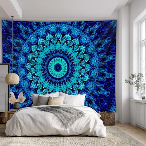 Blacklight Mandala Tapestry for Bedroom