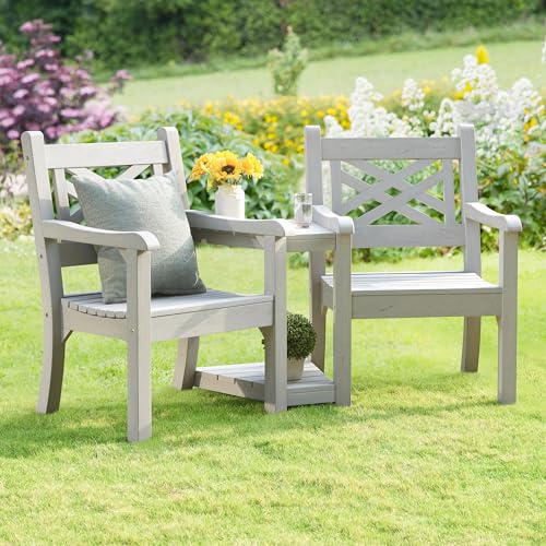 2 Person Poly Lumber Conversation Bench with Middle Side Table