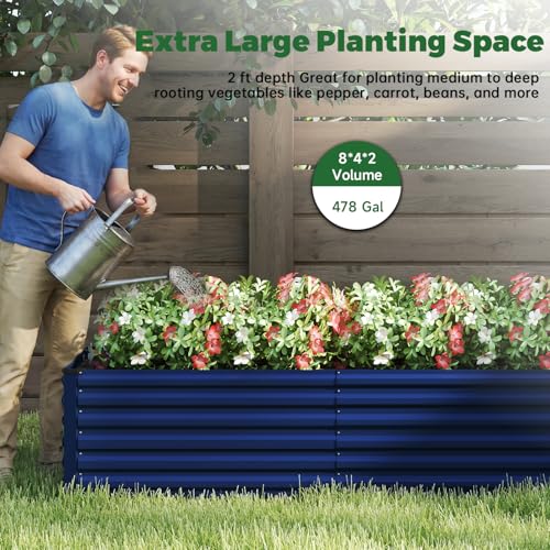 8x4x2ft Outdoor Metal Raised Garden Bed (4 Count)
