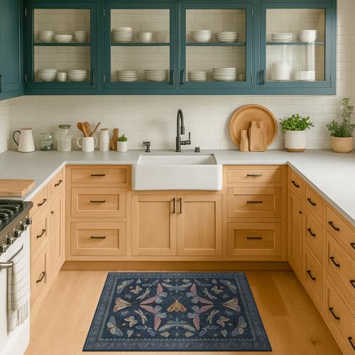 Dark Blue 2x3 Small Rugs for Bathroom Non Slip (6 Sq Ft)