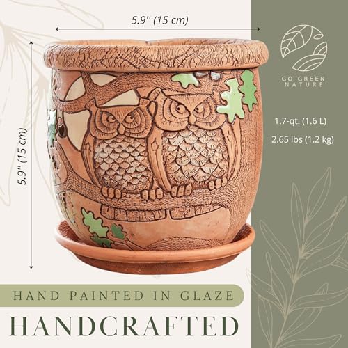 Ceramic Pot with Drainage Hole and Saucer