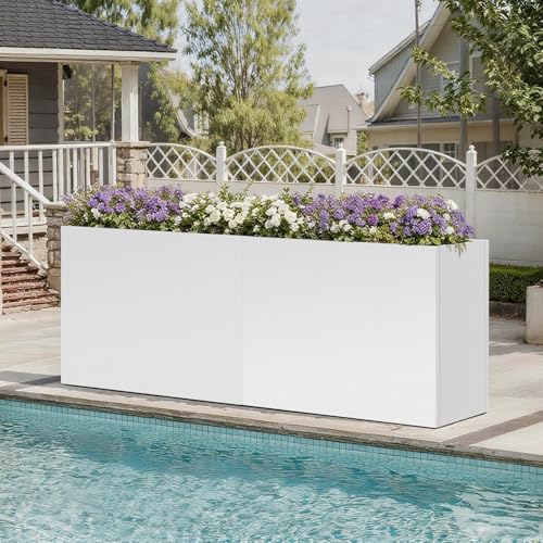 Metal Rectangular Planter 36" L x 15" W x 24" H Tall Heavy Metal Planter