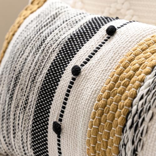 Decorative Lumbar Throw Pillow Cover 12x20 Boho Yellow Mustard Accent Cushion for Couch Sofa Farmhouse Pillowcase for Bedroom Living Room Home Décor Cover ONLY