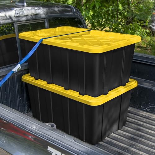 Industrial Storage Tote with Lids for Garage (4 Count)