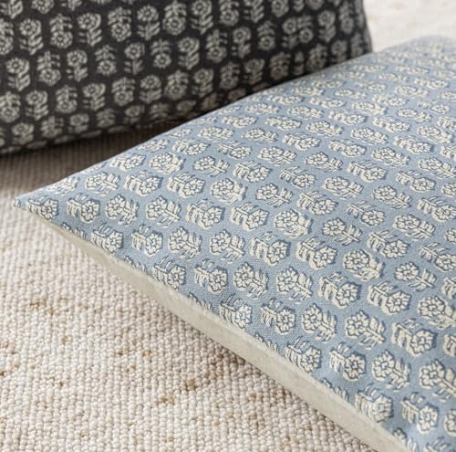 Decorative Floral Print Throw Pillow Covers 22×22 Powder Blue (2 Count)