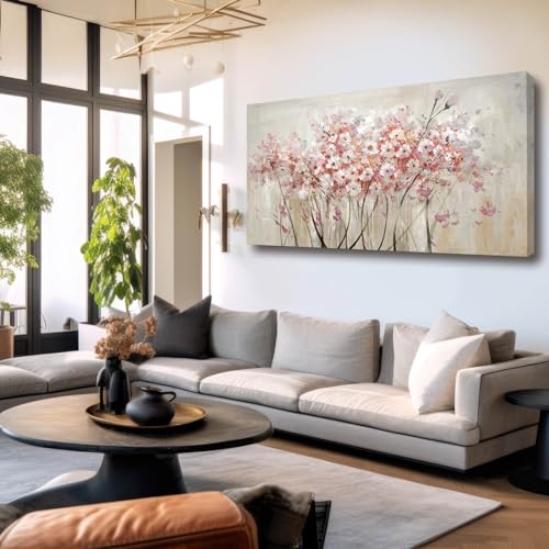Home Decor Pink Blossom Hand Painted 30x60 Inch Colorful Wall Art Large Canvas Wall Art for Living Room Bedroom Office Kitchen