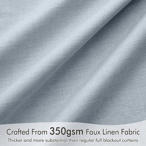 100% Blackout Back Tab Pleat Linen Curtains 50"Wx102"L (2 Count)