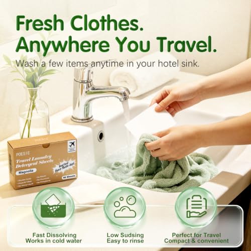 Magnolia Travel Laundry Detergent Strips 40 Sheets (40 Count)
