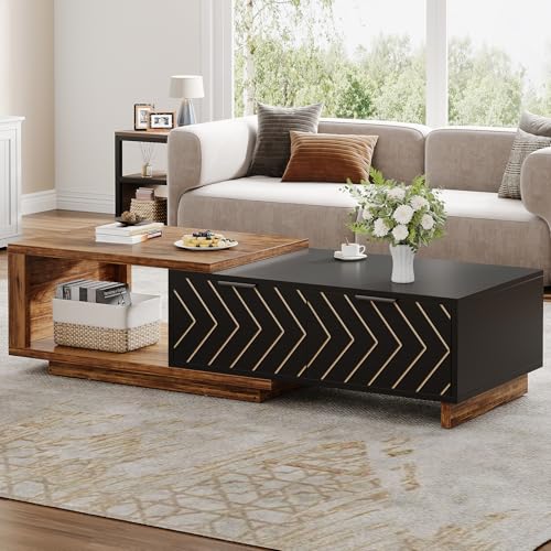 Extendable Coffee Table with 2 Storage Drawers