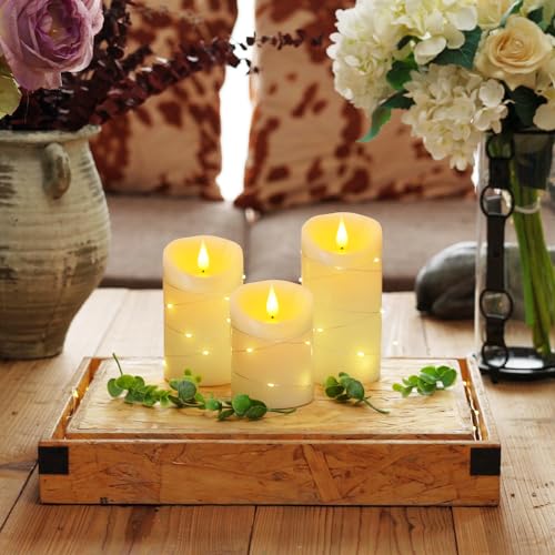 Flameless Candles with String Lights (3 count)