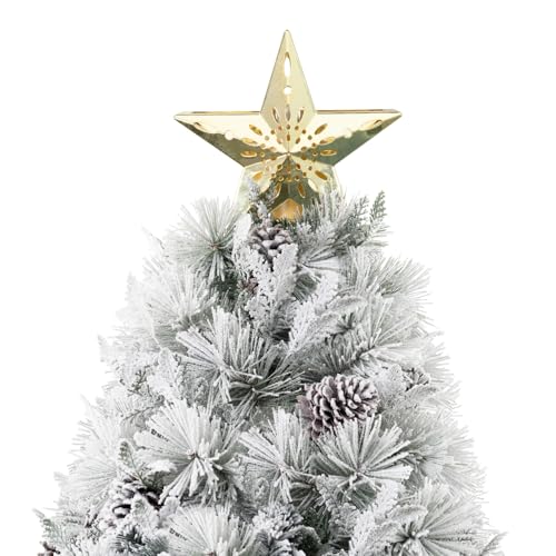 Darla 6.5ft Snow Flocked Rotating Christmas Tree with Star Projector
