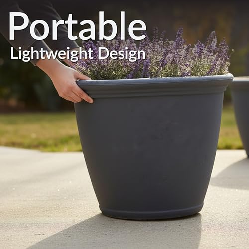 Sunnydaze Anjelica 24'' Large Plastic Planter Pot for Plants (2 Count)