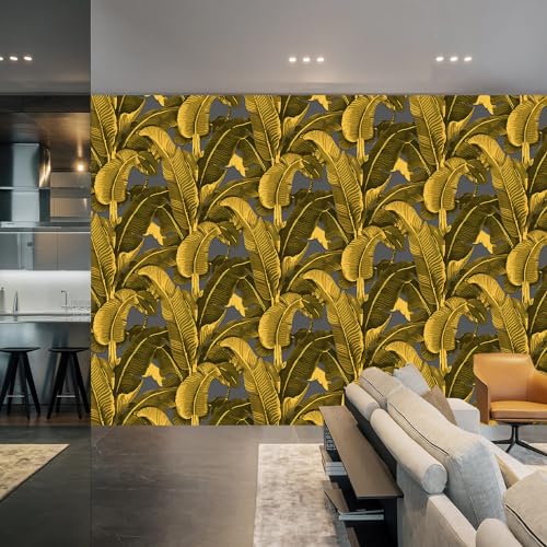 Vintage Gold Banana Leaf Bathroom wallpeper Living Room Bedroom Tropical Plant wall Mural