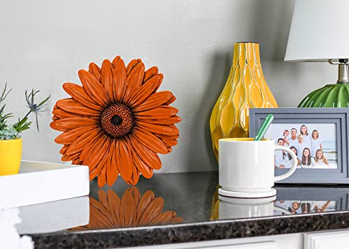 NAT & Jules Gerbera Daisy Flower Shaped Dimensional Indoor Outdoor 12 inch Cast Resin Decorative Garden Stepping Stone