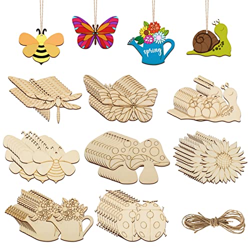 80PCS Wooden Spring Ornaments to Paint (80 Count)