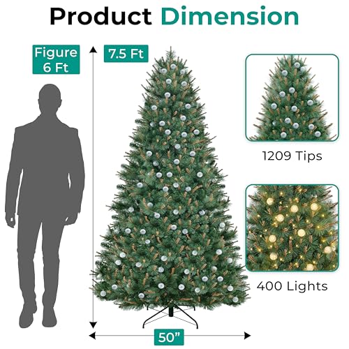 Selena 7.5ft Prelit Artificial Christmas Tree with 1209 Branch Tips
