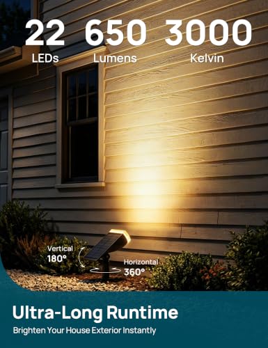Solar Lights Outdoor Waterproof LED Spotlights Warm White 4 Pack (4 Count)