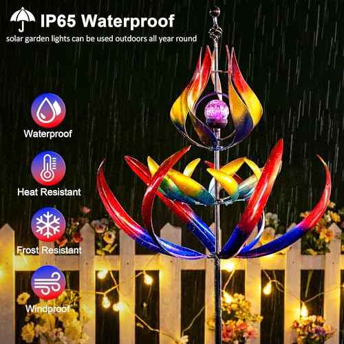 107" Large Solar Wind Spinner Outdoor Metal