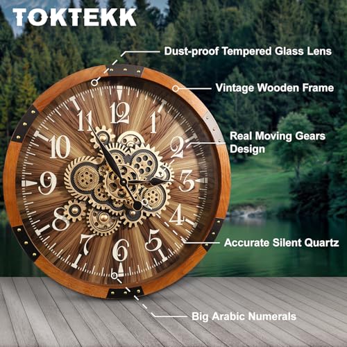 27 inch Large Real Moving Gears Wall Clocks for Living Room Decor