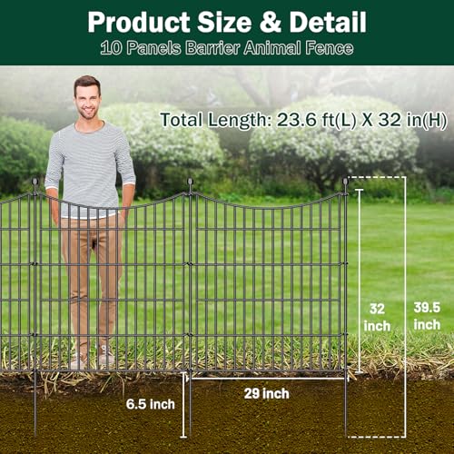 No Dig Dog Fence Outdoor for Yard with Gate (62.77 Sq Ft)
