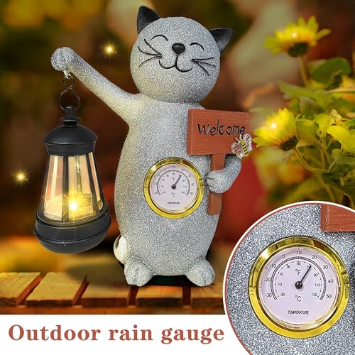 Solar Cat Outdoor Statues for Garden