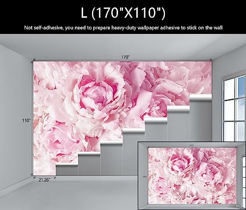 Pink Floral Wallpaper Large Peony Flower Wall Mural for Girls Room
