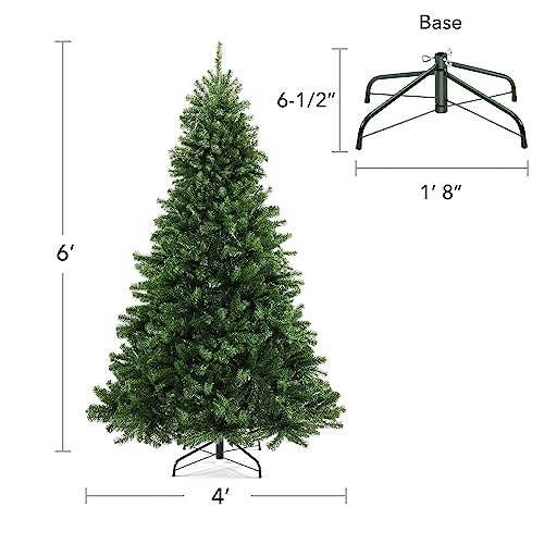 6FT Realistic Green Spruce Unlit Artificial Holiday Christmas Tree with Sturdy Metal Stand