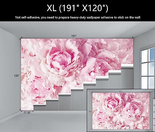 Pink Floral Wallpaper Large Peony Flower Wall Mural for Girls Room