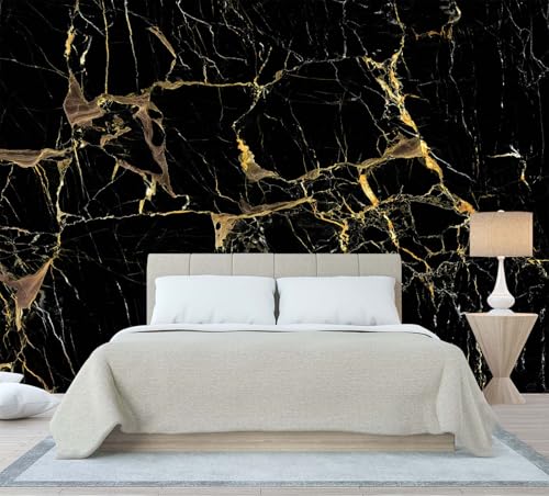 Black Golden Marble Abstract Wallpaper Mural for Living Room