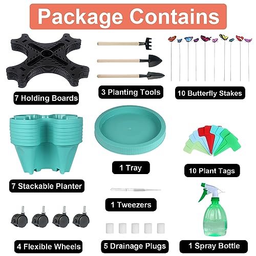 Stackable Vertical Garden Planter with Tool Set