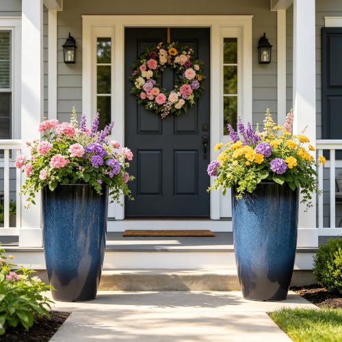 Autodaya 24" Large Tall Outdoor Planters Set of 2 (2 Count)