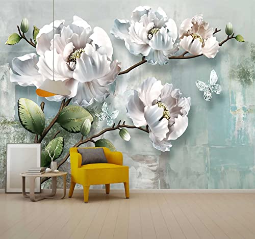 Chinoiserie Lotus Mural Wallpaper White Abstract Floral (110.1 Sq Ft)
